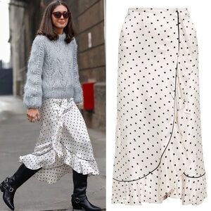 Chic Polka Dot Satin Skirt